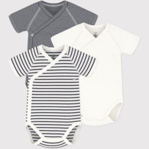 Lot de bodies rayés bébé Petit Bateau en coton bio