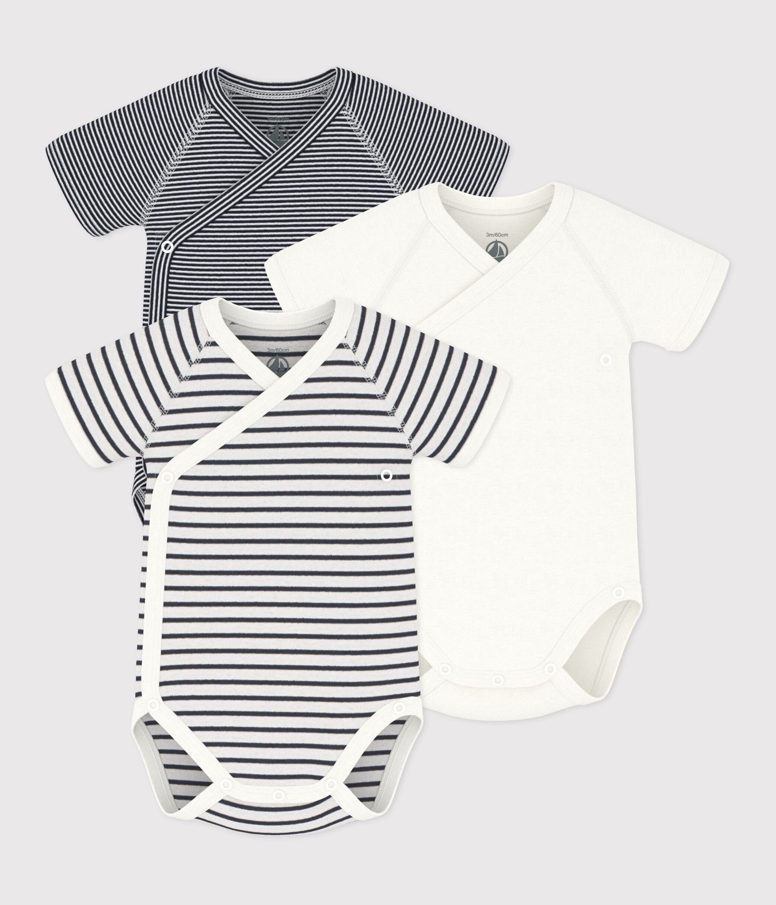 Lot de bodies rayés bébé Petit Bateau en coton bio