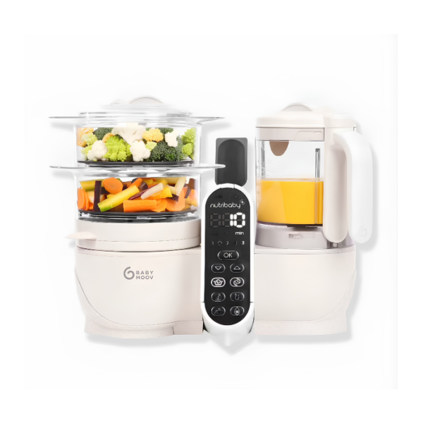 robot cuiseur multifonction nutribaby Robot cuiseur-mixeur Babymoov Nutribaby+ avec son panier vapeur garni de légumes et son bol