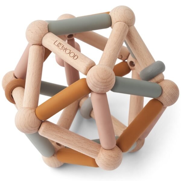 Annemette_Baby_Motoric_Toy_LW19417_2300_Mustard_multi_mix_1 - 1 Balle de préhension 2 en 1 Annemette Liewood en bois et silicone
