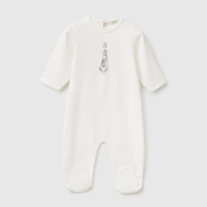 Combinaison coton bio Benetton pour bébé, coloris crème