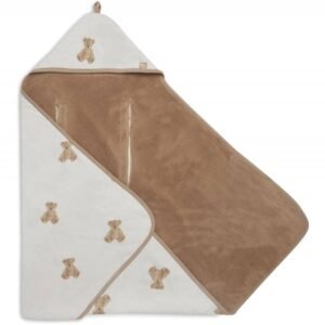 Couverture nomade enveloppante Teddy Bear Jollein pour siège auto, blanc et marron clair