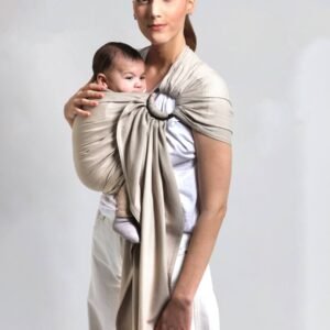 Écharpe de portage sans nœud Love Radius, coloris or blanc, tissu satiné viscose