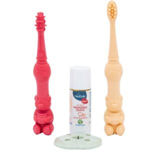 Kit éducatif poussée dentaire NéoBulle, brosses Bavouille et Mâchouille avec huile apaisante