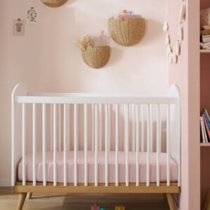 Lit bébé à barreaux Confetti blanc Vertbaudet avec sommier
