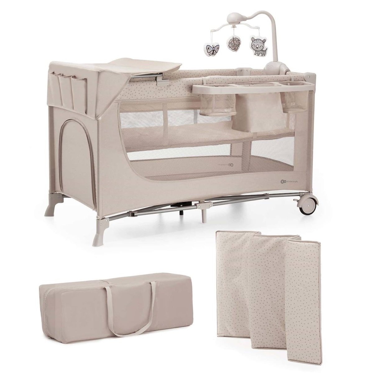 Lit parapluie JOY 2 en 1 avec table à langer Kinderkraft, beige