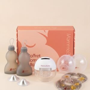 Coffret complet allaitement MammaBump, tire-lait coupelles argent et compresses