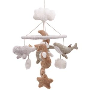 Mobile de lit bébé Deepsea Jollein, animaux marins gris marron beige