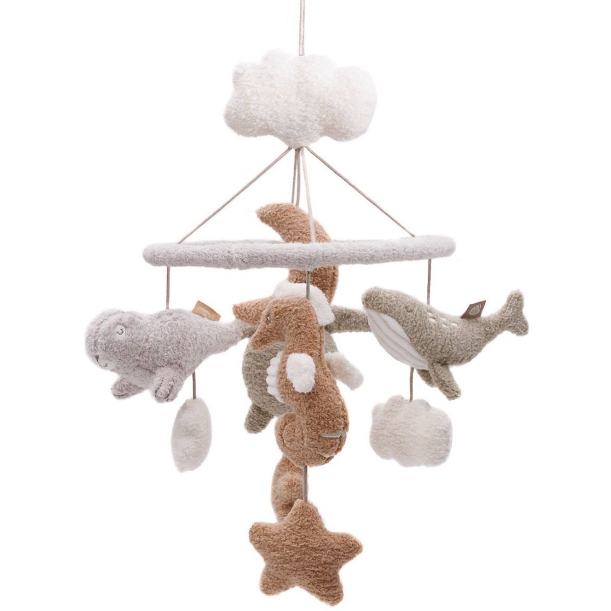 Mobile de lit bébé Deepsea Jollein, animaux marins gris marron beige