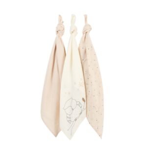 orc-langesgaze Lot de 3 langes en gaze de coton pour bébé, coloris écru et beige