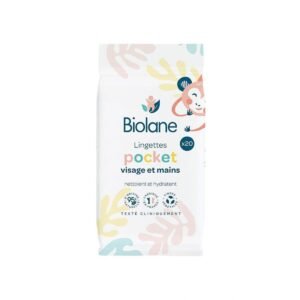 Lingettes pocket visage et mains Biolane, paquet de 20