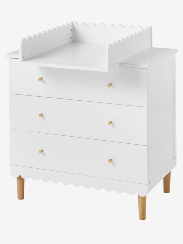 Plan à langer Feston Vertbaudet posé sur une commode Vertbaudet à 3 tiroirs