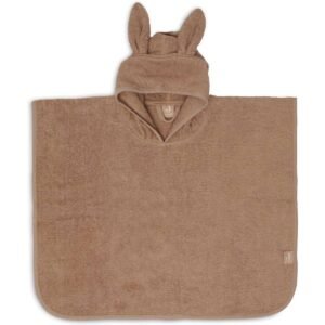 Poncho de bain éponge coton Jollein marron clair avec capuche