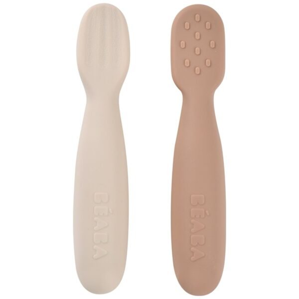 Lot de 2 précuillères en silicone Béaba, Pralin et Argile