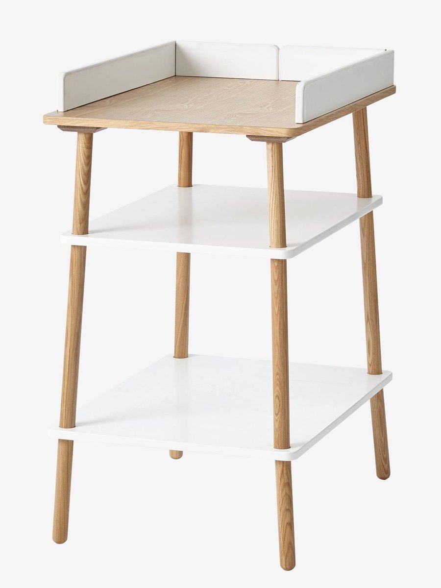 Table à langer Ligne Confetti blanc et bois Vertbaudet