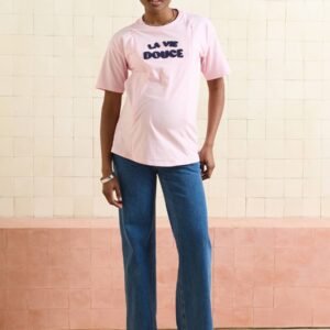 T-shirt manches courtes allaitement coton bio rose Vertbaudet