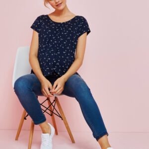 T-shirt grossesse et allaitement à pans croisés Vertbaudet, encre imprimé