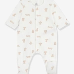 Pyjama bébé imprimé Petit Bateau motif ours, coloris blanc