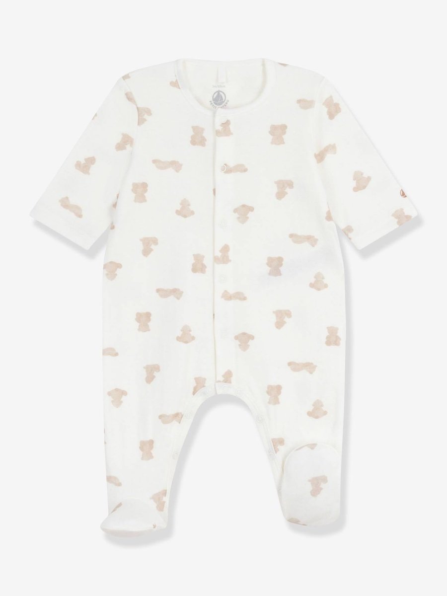 Pyjama bébé imprimé Petit Bateau motif ours, coloris blanc
