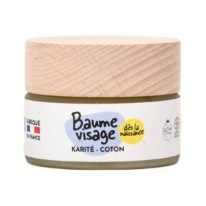 Baume visage bébé bio Pototam Karité et Coton, pot de 30 ml avec couvercle en bois