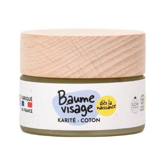 Baume visage bébé bio Pototam Karité et Coton, pot de 30 ml avec couvercle en bois Baume visage bébé bio Pototam Karité et Coton, pot de 30 ml avec couvercle en bois