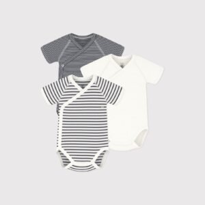 Lot de bodies rayés bébé Petit Bateau en coton bio