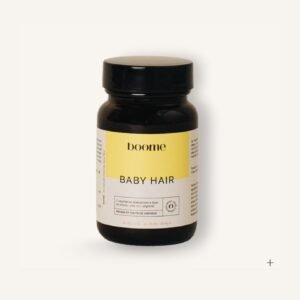 Pot noir Baby Hair Boome à étiquette jaune et beige