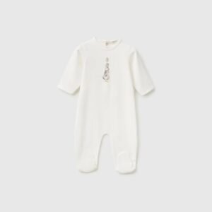 Combinaison coton bio Benetton pour bébé, coloris crème