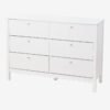 Commode 6 tiroirs Feston Vertbaudet Commode Feston Vertbaudet blanche à 6 tiroirs, boutons dorés et bas festonné, vue de trois quarts