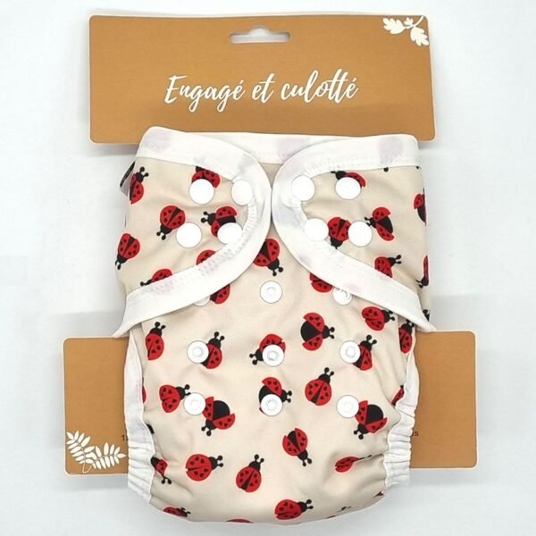 Couche lavable B'bies motif coccinelles, fermeture à pressions Couche lavable B'bies motif coccinelles, fermeture à pressions