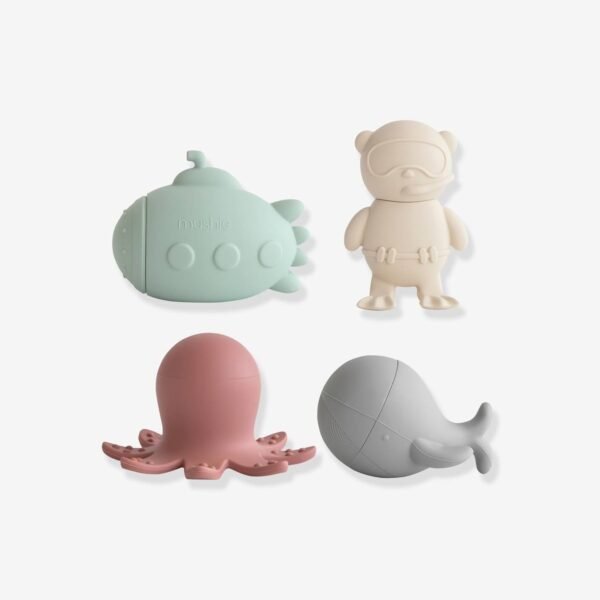 jouets-bain-sealife-mushie Set de 4 jouets de bain Sealife Mushie en silicone