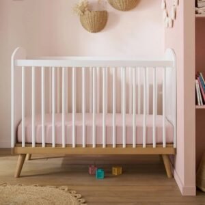 Lit bébé à barreaux Confetti blanc Vertbaudet avec sommier