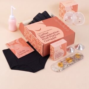 mammabump-recuperationcomplet Coffret récupération post-partum complet MammaBump, ceinture culottes et coupelles argent