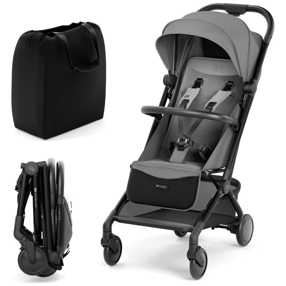 Poussette cabine Pilot 2 Kinderkraft, coloris Platinium Grey, avec son sac de transport