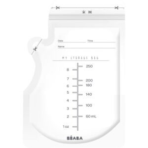 Sachet de conservation du lait maternel Béaba Sachet de conservation du lait maternel Béaba de 250 ml, gradué, avec un espace pour la date, l'heure et le nom