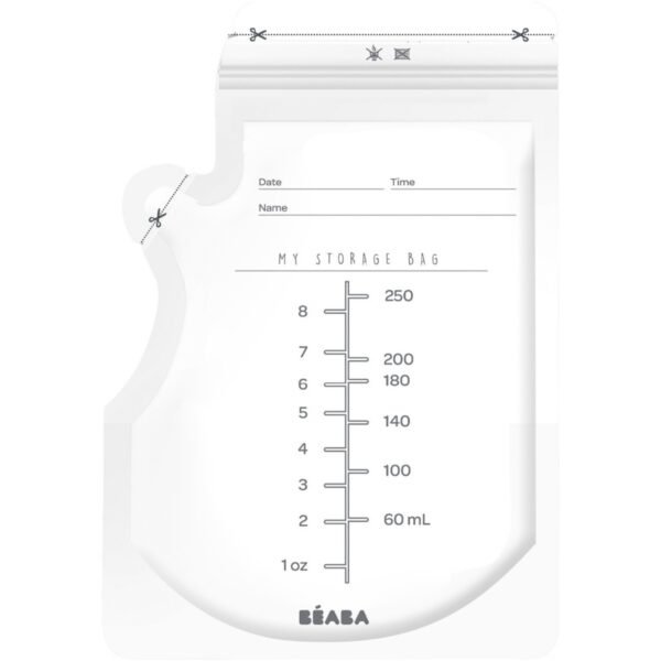 Sachet de conservation du lait maternel Béaba Sachet de conservation du lait maternel Béaba de 250 ml, gradué, avec un espace pour la date, l'heure et le nom