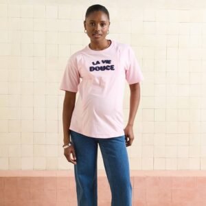 tshirt-allaitement-rose-vertbaudet T-shirt manches courtes allaitement coton bio rose Vertbaudet