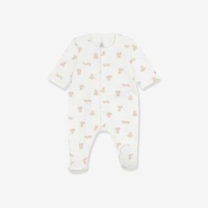 Pyjama bébé imprimé Petit Bateau motif ours, coloris blanc