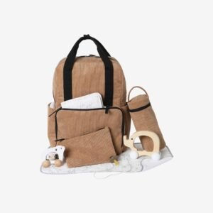 Sac à dos à langer velours côtelé noisette Vertbaudet