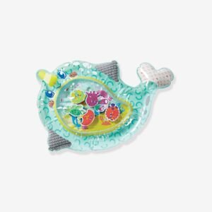 Tapis d'eau gonflable en forme de poisson, rempli de petites figurines flottantes colorées